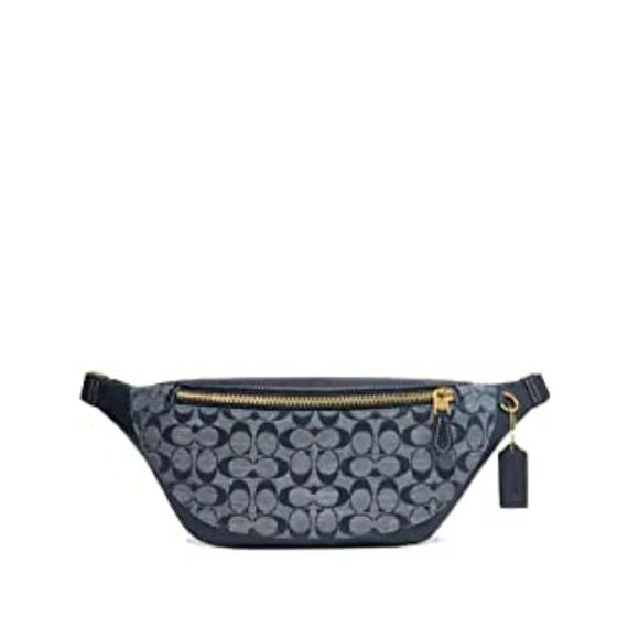 NWT COACH Mens Warren Belt Bag In Leather (B4/Denim)-OS - Picture 1 of 3